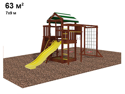 Детская игровая площадка Фина 3 + покрытие 63 м² с установкой под ключ