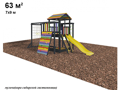 Детская игровая площадка Джерси 4 + покрытие 63 м² с установкой под ключ